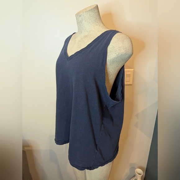 MADEWELL V-Neck cotton Tank Top in navy blue Size 1x - Picture 5 of 14